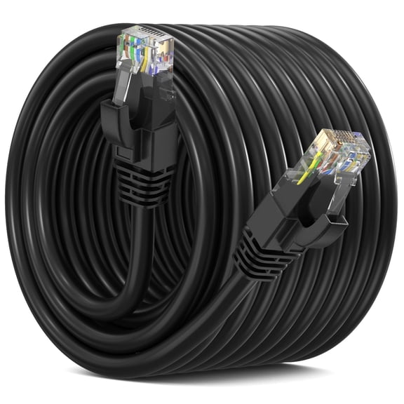 Maximm Cat 6 Ethernet Cable 75 ft – High-Speed LAN & Network Patch Cable, 10Gbps, 550 MHz, Black UTP Cord – Gold-Plated RJ45 Connectors