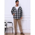 thumbnail image 5 of DARING DIVA Men's Fleece Lining Drawstring Hooded Plaid Shirt Jacket M Black White, 5 of 7