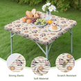 thumbnail image 4 of Beige Cow Flower Pattern Square Fitted Tablecloth with Elastic Edge,Square Table Cover,Washable Elastic Table Cover for Home Kitchen Party Decor 34"x34", 4 of 6