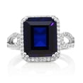 thumbnail image 3 of Gem Stone King 5.00 Cttw Blue Simulated Sapphire Ring for Women in 925 Sterling Silver | 12X10MM Emerald Cut | Available in Size 5, 6, 7, 8, 9, 3 of 6