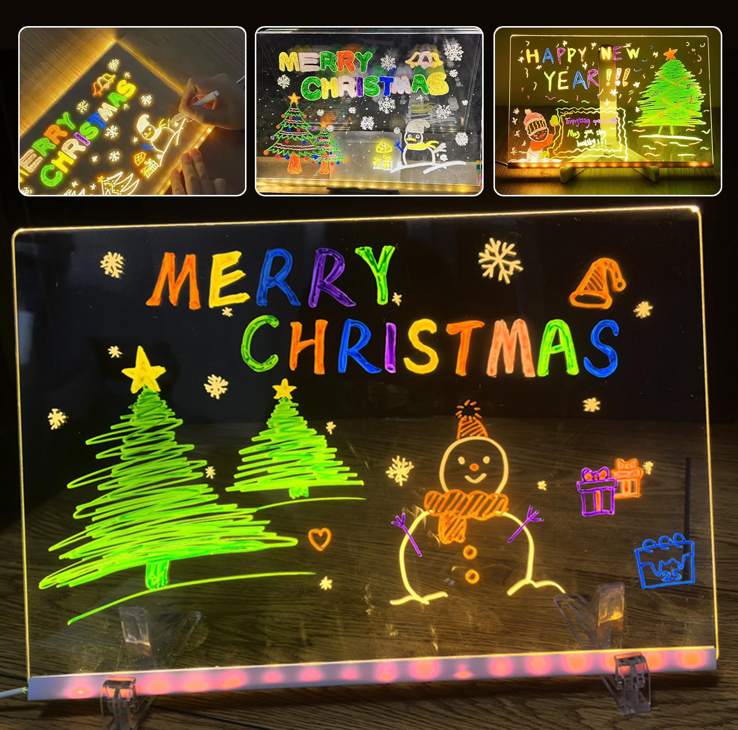 Tableau Lumineux à Dessin LED Pour Enfants - 7,87 Pouces - Effaçable Et Réutilisable - Jouet éducatif Pour Voyage, Maison, école - Avec Stylet Et Support - 7