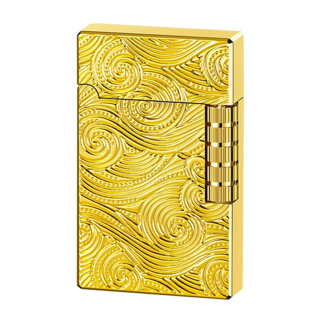 Wdhugt Metal Refillable Soft Flame Lighter Windproof With Clear Casing And Engraved Stripes For Candle Home Use No Gas Included Gold Lighter Gold