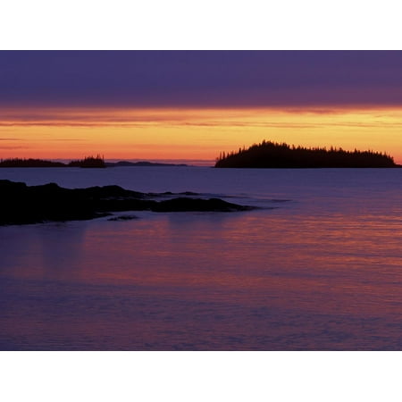 National Parks Issue - Spring Sunrise Silhouettes Edwards Island and Clouds on Lake Superior, Isle Royale National Park Print Wall Art By Mark Carlson