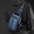 thumbnail image 4 of Nuevo bolso de pecho multifuncional para hombre, bolso de hombro de nailon, mochila pequeña de tela espacial impermeable, azul, 4 of 5