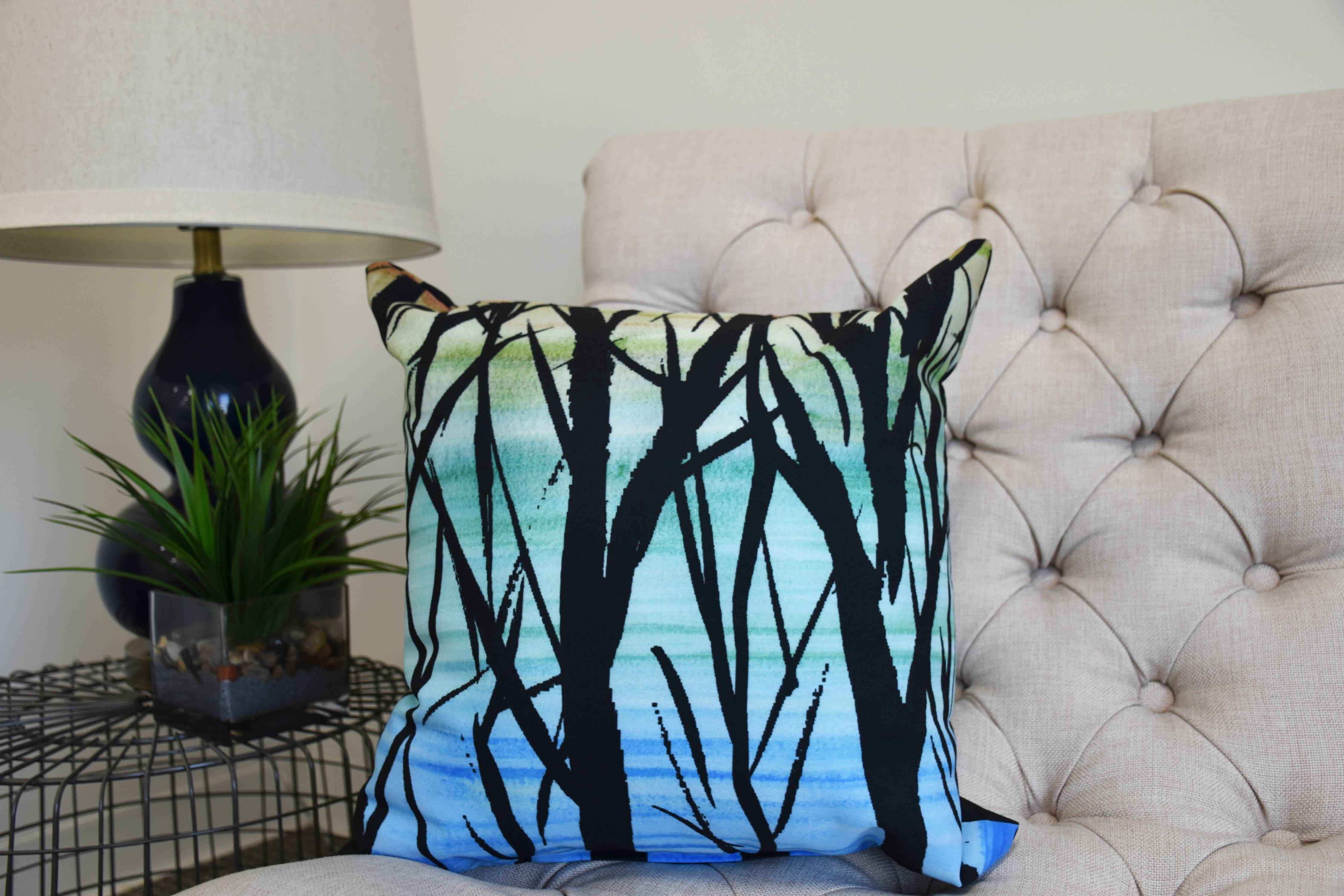 20 Inch Sunset Branches Multi Floral Print Decorative Throw Pillow