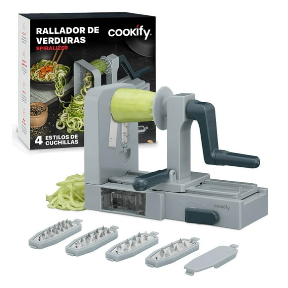 Espiralizador Rallador 5 en 1 Cookify, Cortador de Verduras en Espiral Plegable, Ahorra Espacio
