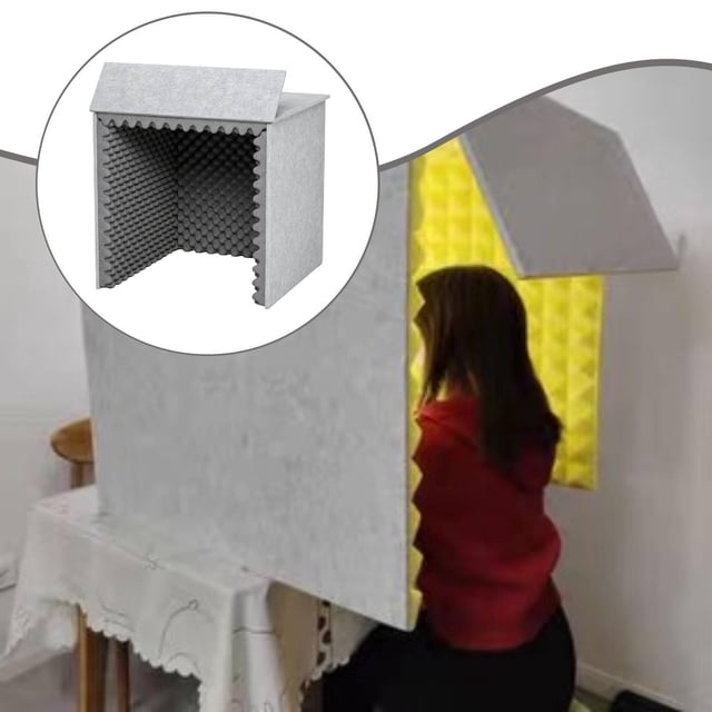 Insonorizada de Escritorio para Grabación Vocal, de Alto Rendimiento, Multiusos, con Absorbente de Voz, Portátil para Podcasts Y Grabaci Gris