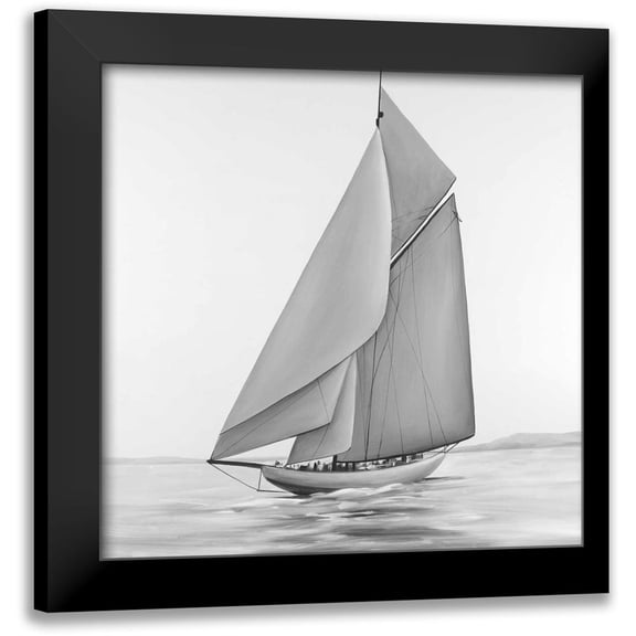 Atelier B Art Studio 12x12 Black Modern Framed Museum Art Print Titled - Vintage Sailing Ship