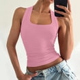 thumbnail image 2 of Minjewel Basic Solid U-Neck Tank Top, Women Fashion Casual Layering Top for Everyday Wear,Pink L, 2 of 4