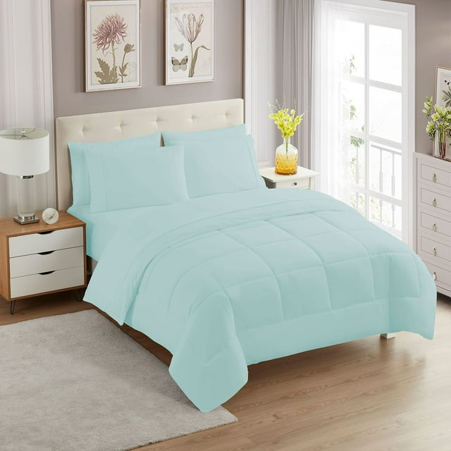 Set de edredón Sweet Home Collection Aqua Full, 7 piezas