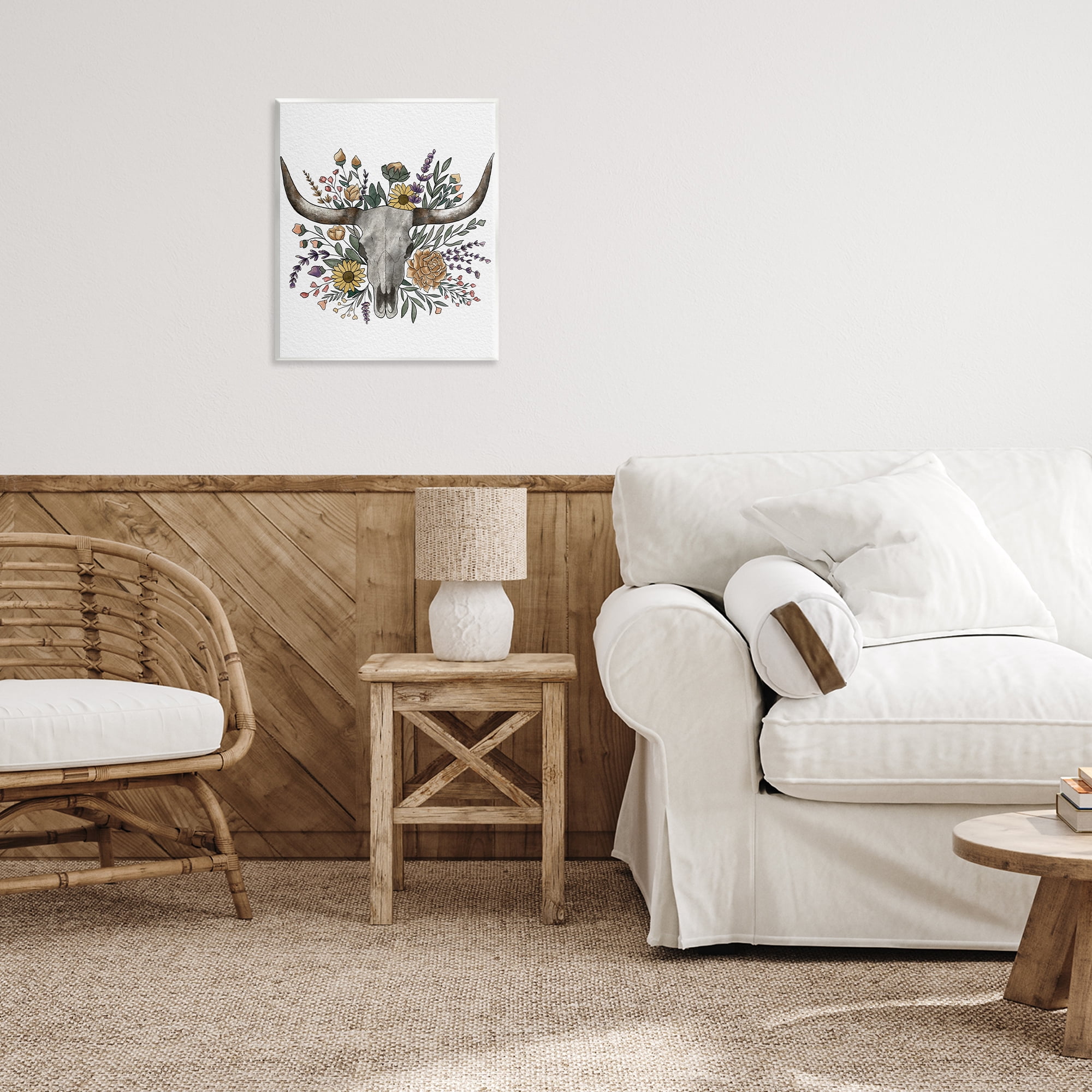 Stupell Industries Boho Wildflower Longhorn Wall Plaque Art, design by Alisha Kiara Design