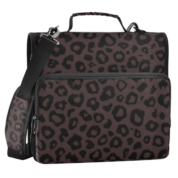 ALAZA Zipper Binder Dark Brown Leopard 2 in 3 Ring Trapper Keeper 500 Sheet Capacity File Folder Organizer Bag