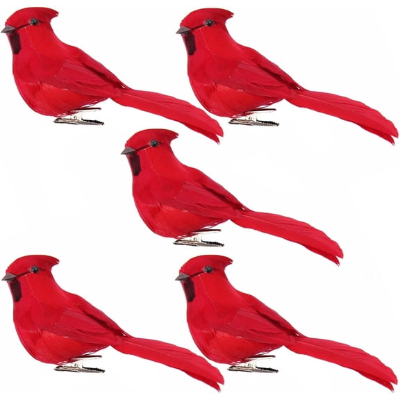10Pcs Christmas Red Cardinal Birds Clip On Artificial Feathered Bird Ornaments Decorations for Xmas Tree Wreaths Garlands Centerpiece DIY Crafts Wedding New Year Eve Birthday Party Decor Supplies