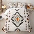 thumbnail image 2 of Homewish Bohemian Geometric Rhombus Twin Quilt Set,Boho Exotic Style Twin Coverlet Set,Beige,2 Pieces, 2 of 7