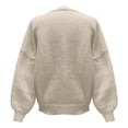 thumbnail image 7 of VISALY Cropped Cardigan Open Front Cardigan Bow Tie Cardigan Sweaters Crew Neck Long Sleeve Ribbed Knit Tie Front Crochet Knit Jumper Top Outwear Coat Chunky Knit Cardigan Crochet Cardigan White M, 7 of 7
