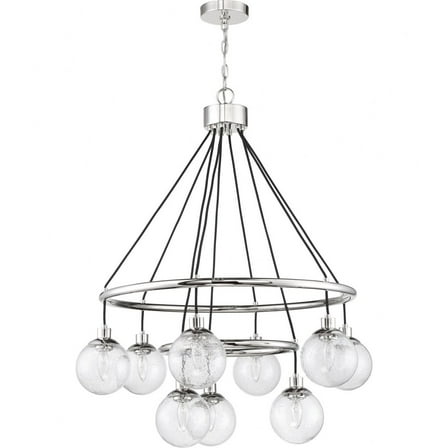 Craftmade  Que Clear Seeded Glass Chandelier 9 - Chrome