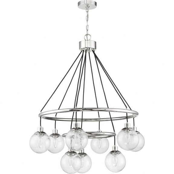 Craftmade  Que Clear Seeded Glass Chandelier 9 - Chrome