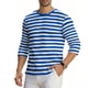 thumbnail image 4 of Ceisia Men's Spring Summer Casual Regular Fit Crew Neck Three-Quarter Sleeve T-Shirt Multi-Color Striped Cotton-Like Jersey Stretch Fabric Blue L Gifts, 4 of 6