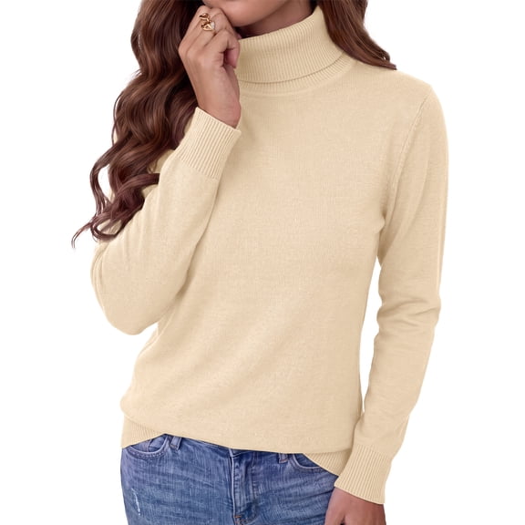 MOSHU Turtleneck Sweaters for Women Long Sleeve Casual Tops Knit Womens Pullover Sweaters Winter Clothes