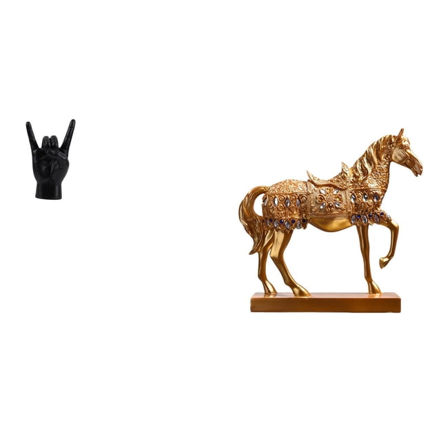 Estatua de resina con gesto de roca, escultura de caballo, adornos para dedos de mano, decoración creativa para el hogar, adecuada para regalar