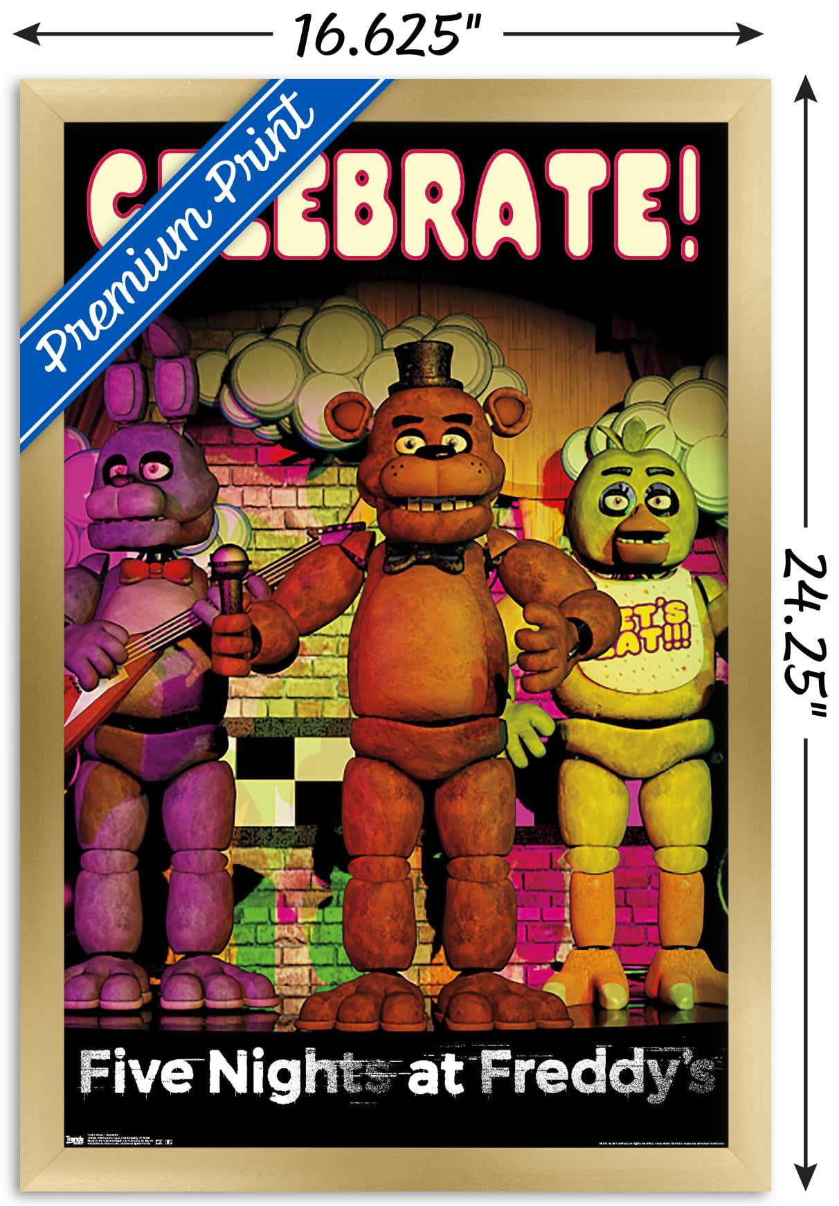 Five Nights at Freddy's - Celebrate Wall Poster, 14.725" x 22.375", Framed
