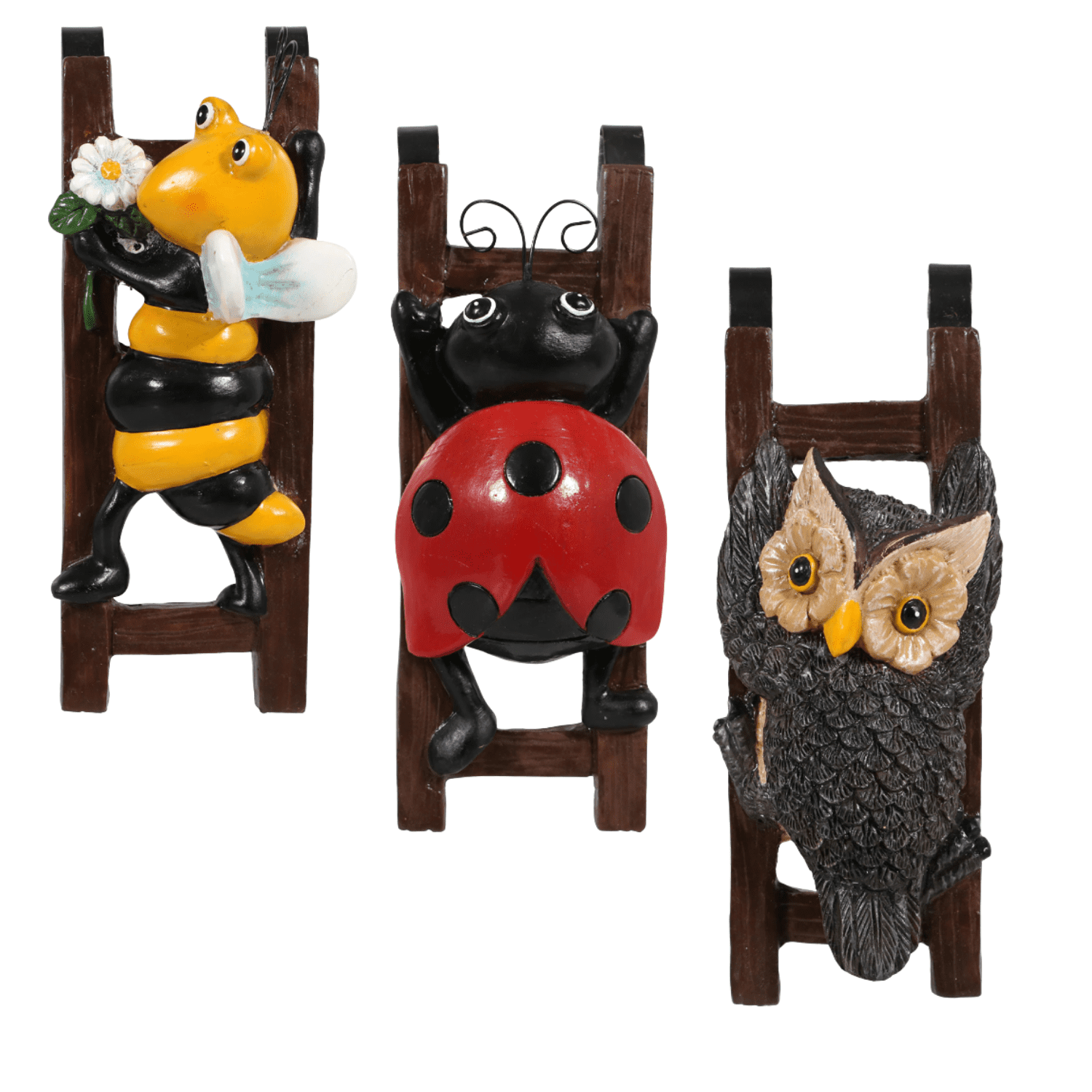Flower Pot Hugger Figurine Assorted Design 3pcs Bumblebees, Ladybugs