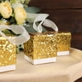 thumbnail image 2 of Efavormart 25 Pack | 2" Gold Sequin Glitter Mini Gift Boxes With White Ribbon Loop, Party Favor Boxes, Wedding Candy Cases, 2 of 11
