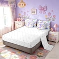 thumbnail image 5 of Meiyoeat Dreamy Daisy Letter E Twin Bedding Sets for Women Girls, Purple Cartoon Floral Bedding Comforter Set, Reversible, 7 Pieces, 5 of 6