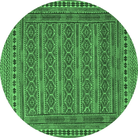 Ahgly Company Indoor Round Southwestern Emerald Green Country Area Rugs, 8' Round