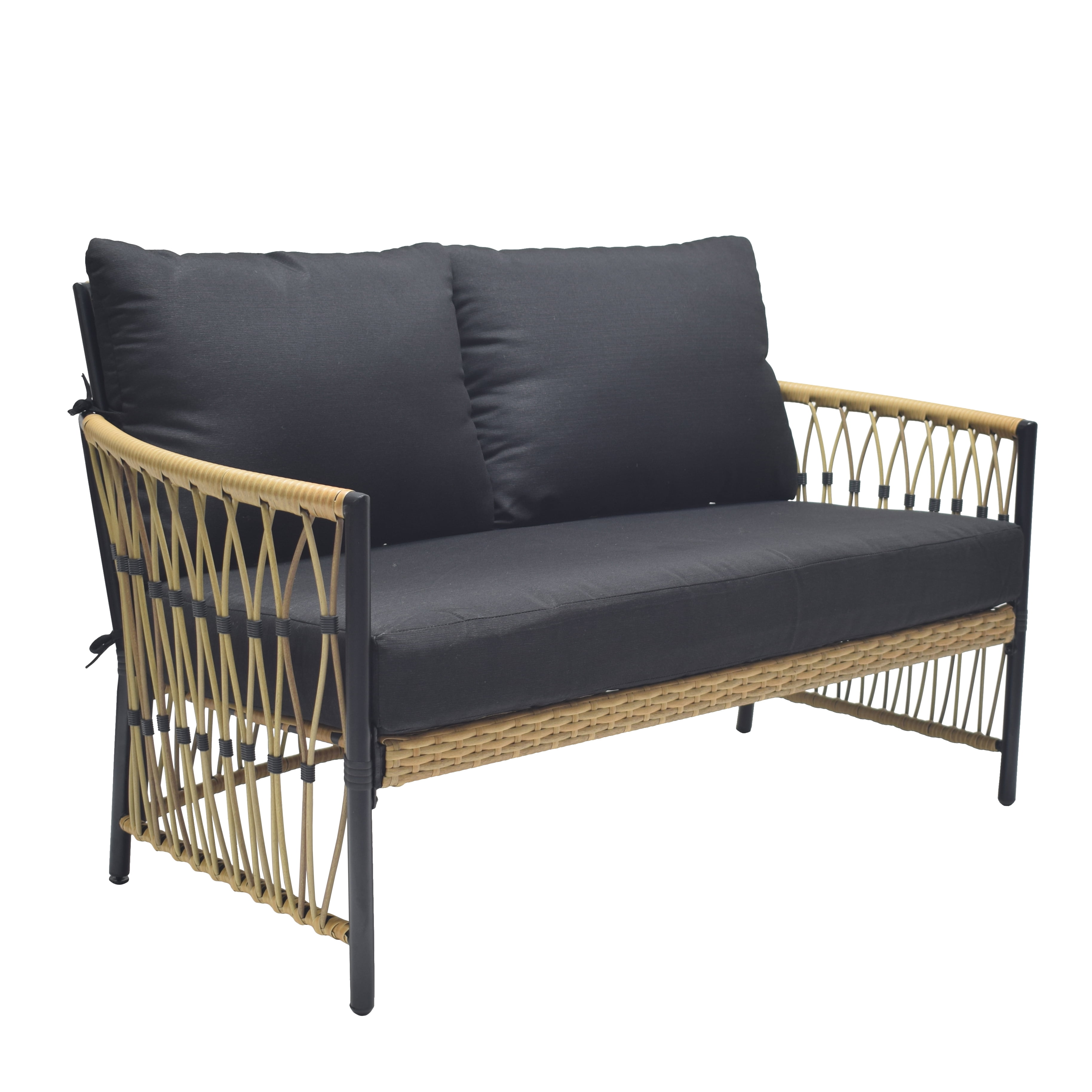 Better Homes & Gardens Lilah Outdoor Wicker Loveseat, Black