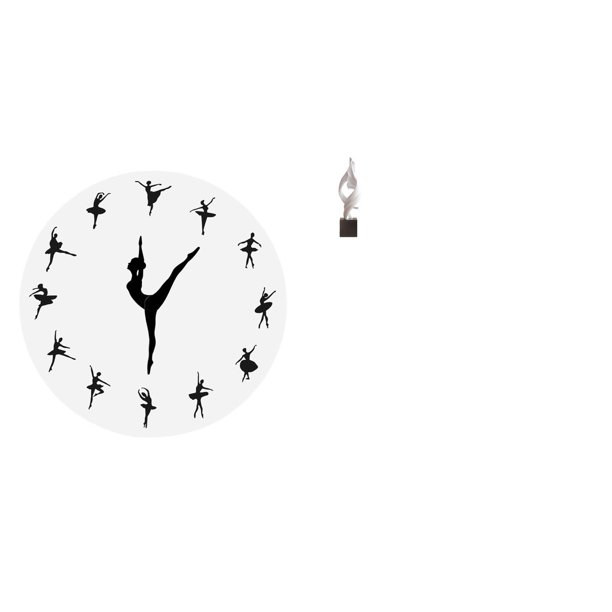 Reloj de pared,Reloj de pared con bailarina,reloj decorativo colgante.,Relojes de pared silenciosos Reloj decorativo de tiempo silencioso,Estatua de arte abstracto,Estatua de arte abstracto