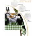 thumbnail image 5 of St. Patrick's Day Rectangle Tablecloth, Lucky Shamrock Cute Puppy Hat Green Plaid Waterproof & StainResistant Tablecloth, Washable Oil-proof Table Cover for Dining/Party/Wedding/Buffet 52x70 In, 5 of 9