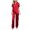 r-320Red176, variant on HAYIMI Women Nightwear 2 Piece Satin Pajama Set Short Sleeve Button Down Shirt and Long Pants with Chest Pocket Sleepwear Comfort Homewear