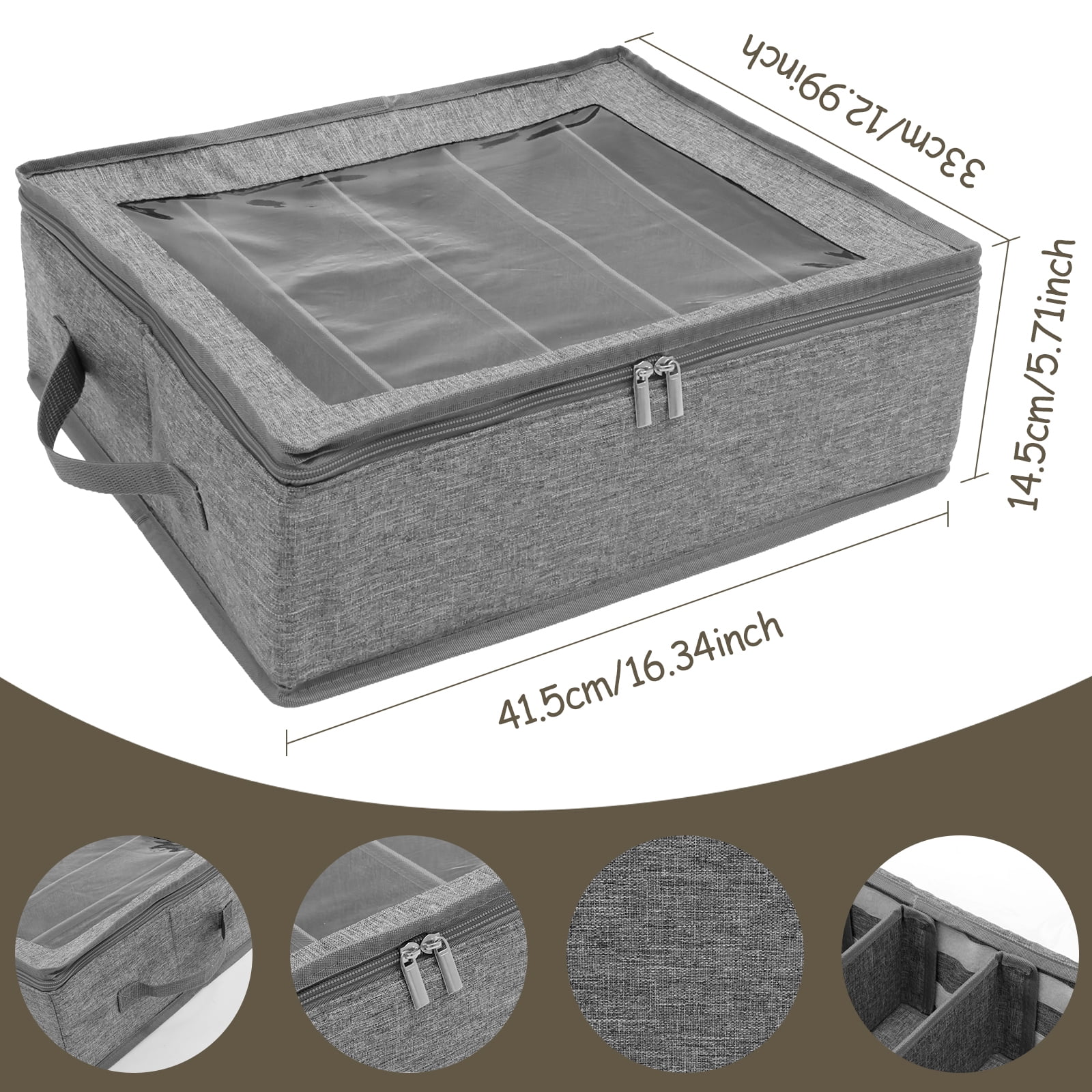 Flatware Organizer with Lid, Fabric Silverware Travel Container with Handles, 5-Compartment Cutlery Holder for RV Camping, Gray
