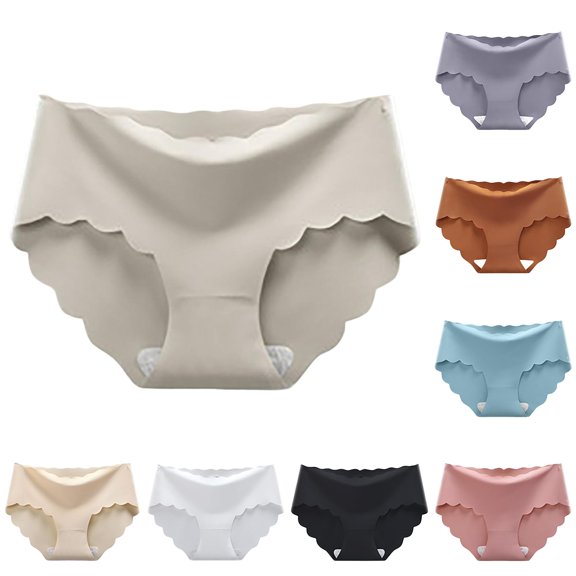 Women's Seamless Brief Panties Breathable Mid Rise Triangle Underwear Soft Comfortable Everyday Wear No Show Edge, L, Light Gray