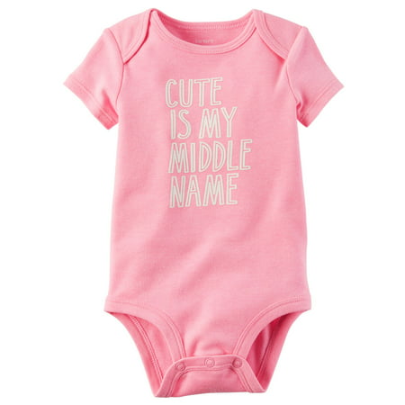 Carter's Baby Girls' Neon Middle Name Cute Collectible Bodysuit, 12 (Best Baby Girl Names Hindu)