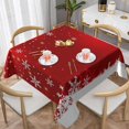 thumbnail image 4 of Christmas Tablecloth Square 60 x 60 Inch Christmas Red Square Table Cloth Polyester Fabric Xmas Winter White Red Snowflake Table Cover for Kitchen Party Picnic Outdoor Decor, 4 of 7