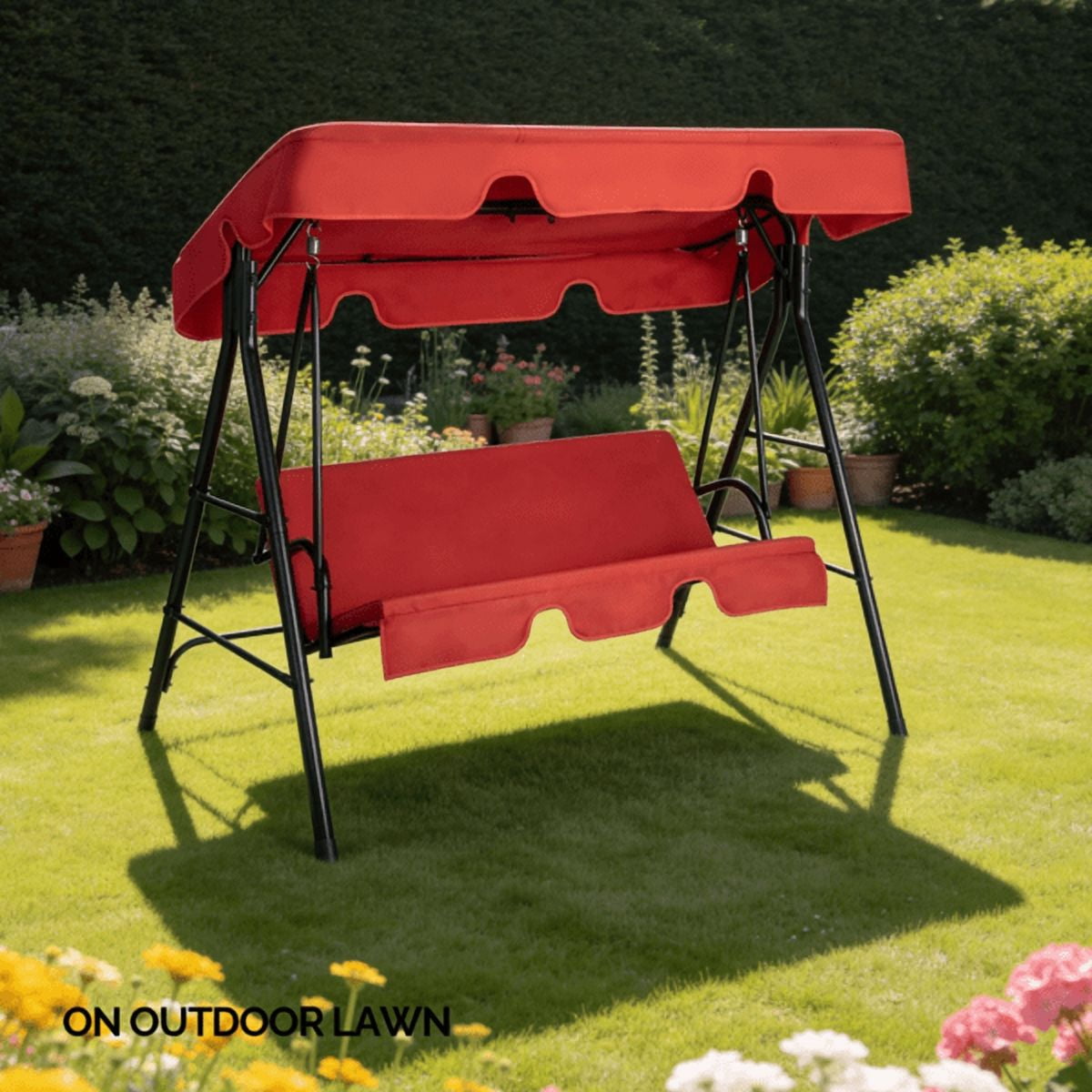 Alvantor 2-Seat Porch Swing with Canopy, Outdoor Patio Swing Chair with Cushion and Steel Frame for Backyard Garden Balcony