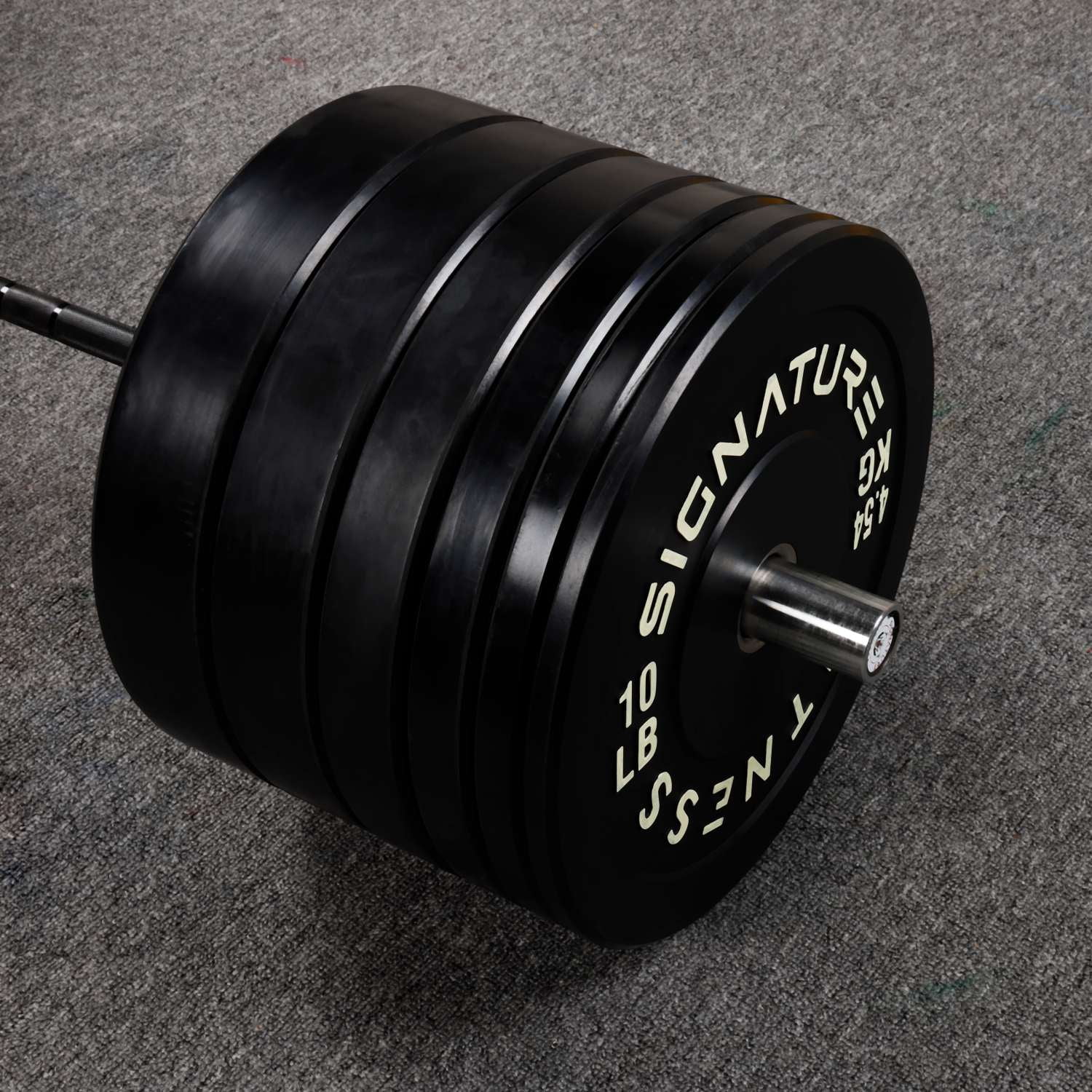 Signature Fitness 2 In. Olympic Bumper Plate Weight Plates with Steel Hub - 100% Virgin Rubber