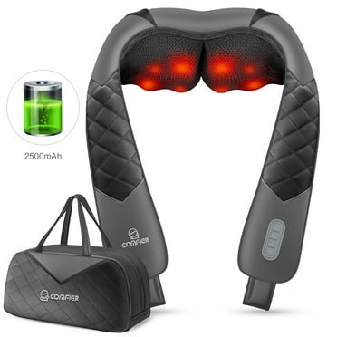 Cordless Back Neck Massager with Heat, Comfier 4D Shiatsu Shoulder Massage Pillow with Portable Bag