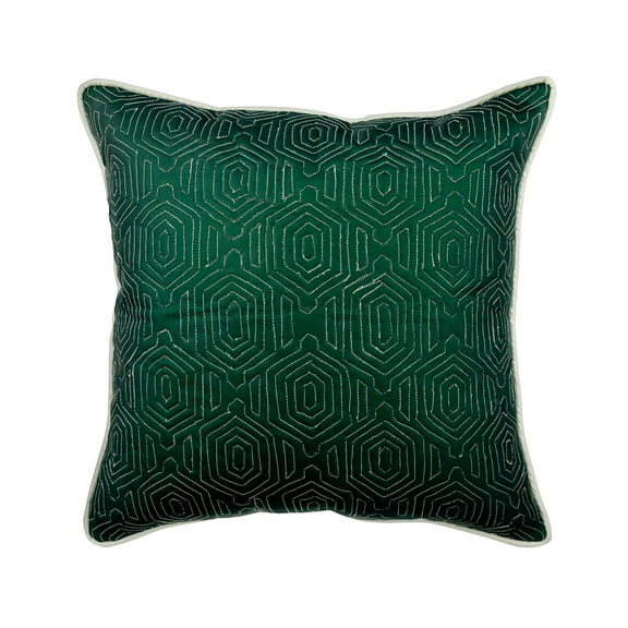Decorative Pillow Cover, Green Accent Throw Pillows, 16x16 inch (40x40 cm) Faux Leather & Suede Pillow Cover Sofa, Pillow Covers with Trellis, Geometric Patterned - Lost Emerald