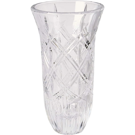 Marquis by Waterford Lacey Home Accent Vase Diagonal Cut 9 inches, Crystalline, Clear
