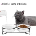 thumbnail image 3 of Double Ceramic Raised Cat or Small Dog Bowls with Metal Stand 12 Ounces, White, 3 of 4
