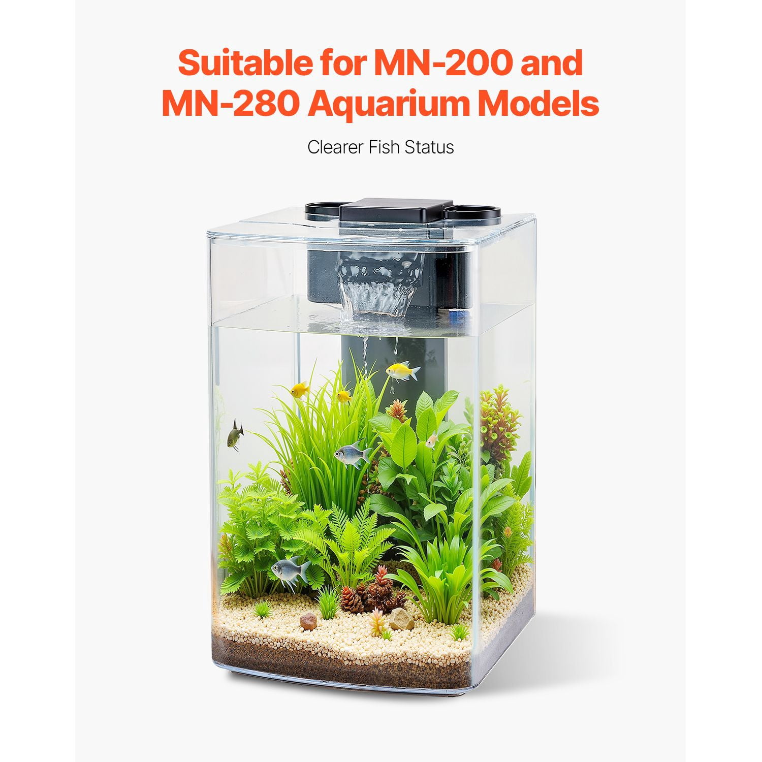 Aquarium Filter Cotton, 8 PCS Fish Tank Replacement Filter Cartridges for 2.5/3.5 Gal, Fishbowl Accessories with Multi-Layer Filtration Easy Installation, for MN-200 and MN-280 Models
