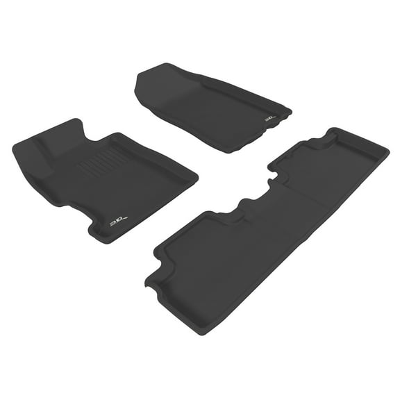3D MAXpider Complete Set Custom Fit All-Weather Floor Mat for Select Honda Civic Models - Kagu Rubber (Black)