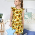 thumbnail image 4 of Balery Sunflowers Camisón de princesa para niñas, pijama de algodón con mangas abullonadas, suave y bonito.-Large, 4 of 6