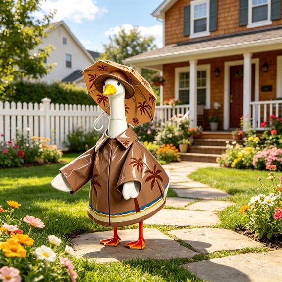 AuroraX Goose Clothes for Porch Goose 23" Porch Goose Outfits 19 inch Raincoat Fall Summer Outdoor Lawn Garden Decor Porch Goose Accessories Brown