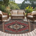 thumbnail image 5 of Round Rugs 5 Ft, Aztec Southwest Non Slip Area Rugs for Kitchen Bedroom Entryway, Red Brown Boho Chic Abstract Geometric Washable Carpet Runner Rug Floor Mats for Bedroom Home Decor, 5 of 9