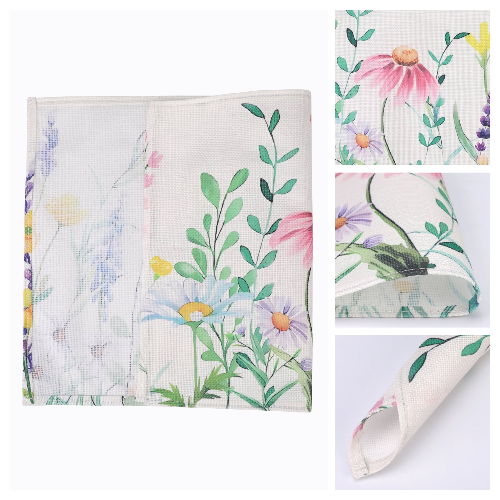 Unique Bargains Farmhouse Placemats Set of 6 Linen Placemats for Dining Table Floral