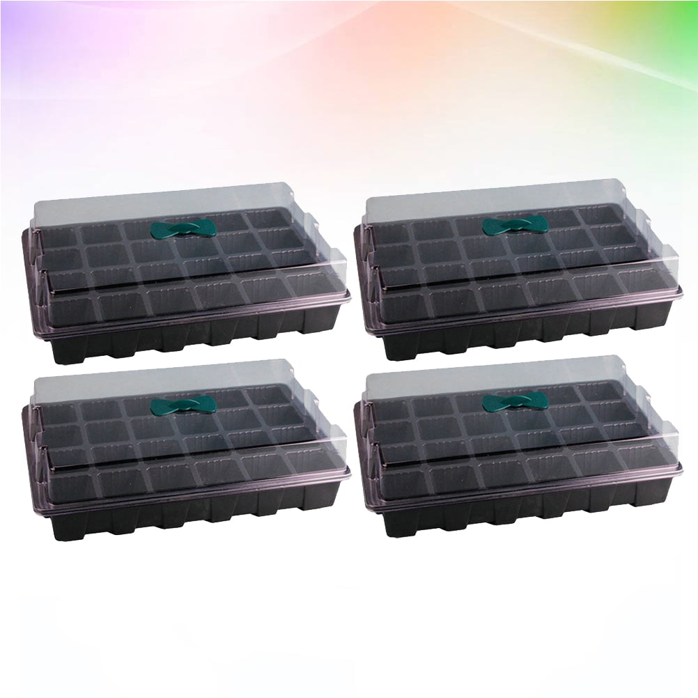 Worgeous Black Plant Germination Tray with Transparent Lid for Seedling Cells Easy Stackable Storage Plastic
